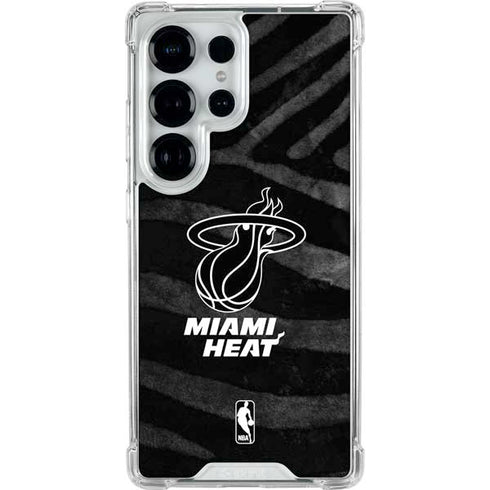 NBA Miami Heat Black Animal Print Galaxy S25 Ultra Clear Case